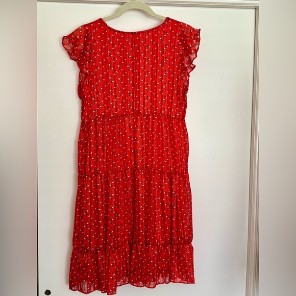 Red Flutter Sleeve V-Neck Sundress - Picture 2 of 7